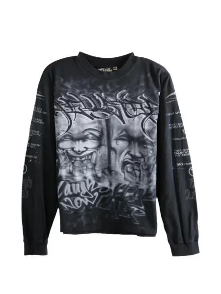 Lung tricou Hellstar cu imagine negru