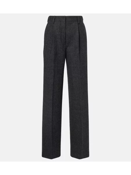 Pantaloni Dries Van Noten de lână cu dungi gri