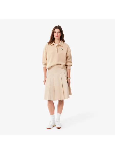 Поло Lacoste с воротником бежевое