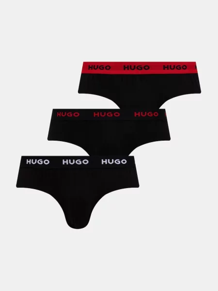 HUGO slipy pánske s elastanom HIPBRIEF TRIPLETPACK čierna