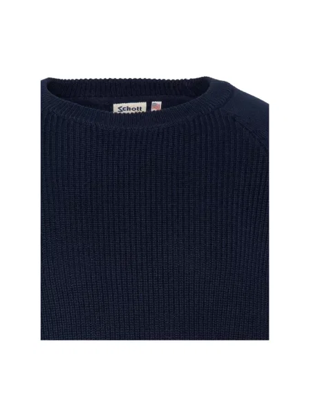 Dzianinowy sweter Schott Nyc niebieski
