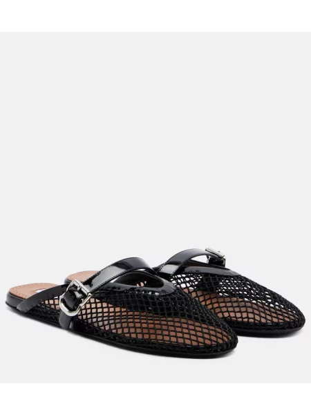 Papuci tip mules Alaïa din piele de plasă negru