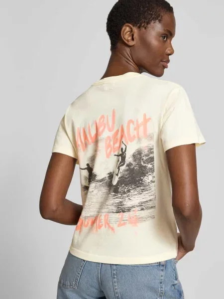 T-shirt o kroju regular fit z detalem z logo Anine Bing biała