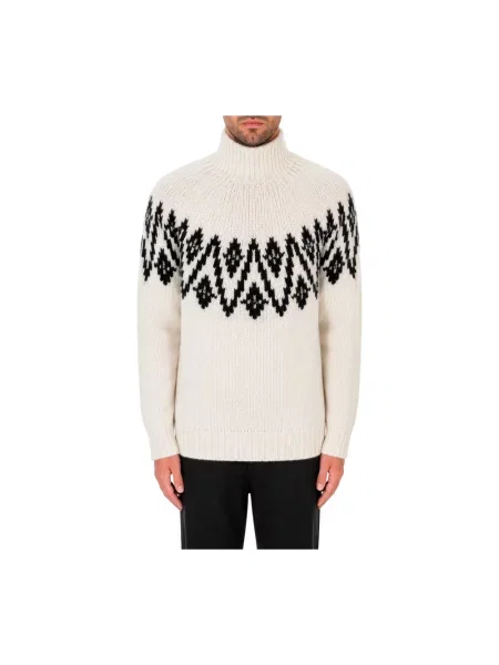 Sweter z golfem Dondup wełniany biały