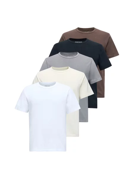 Abercrombie & Fitch Majica CLASSIC ESSENTIAL slonovače / mornarsko plava / smeđa / siva bijela