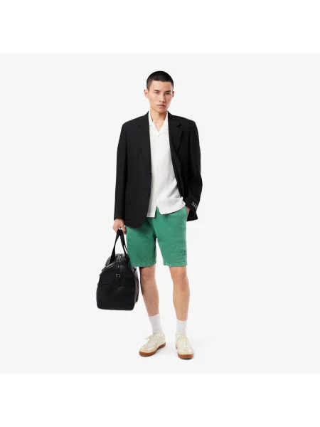 Lacoste Szorty Z Polaru Bawełnianego Z Efektem Sprania zielony