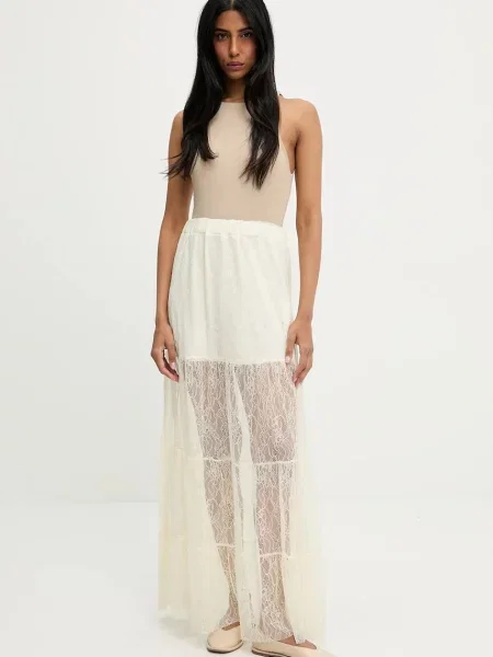 Answear Lab spódnica maxi rozkloszowana beżowy