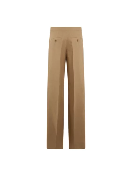 Lniane spodnie Max Mara brązowe