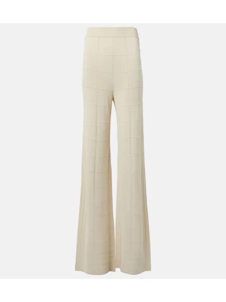 Pantaloni Joseph cu talie înaltă tricotate bej