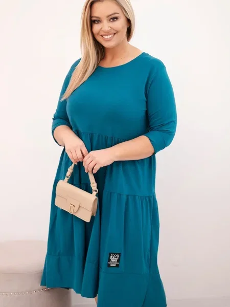 Obleka obleka Kesi Włoski z volani modrozelena