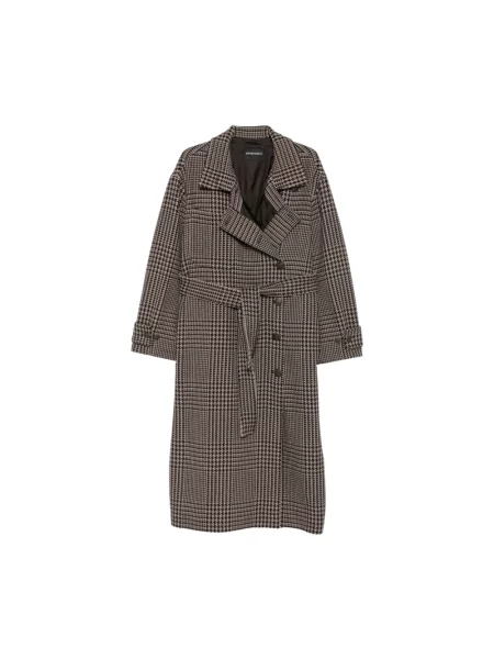 Płaszcz Emporio Armani wełniany w kratę brązowy