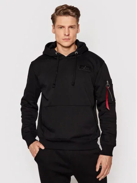 Hoodie Alpha Industries s črtami črna