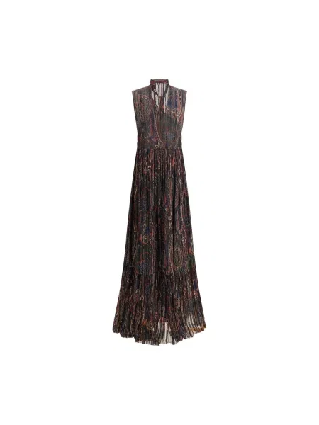 Jedwabna sukienka Saint Laurent z kokardką z wzorem paisley