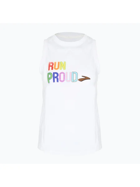 Tricou de alergare pentru femei Brooks Distance Graphic Tank white/rainbow/brow alb