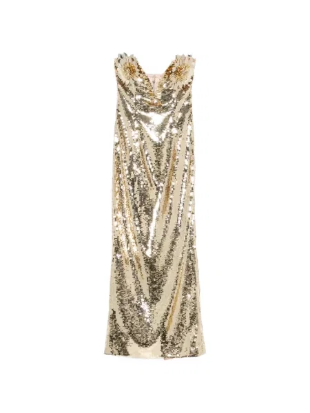 Maksi sukienka maxi Retrofete garniturowa złota