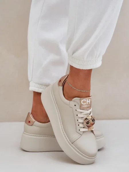 Kožené tenisky Chebello béžové