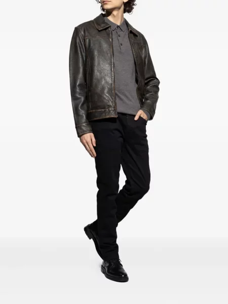 Lung tricou polo Allsaints gri