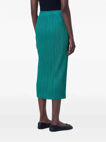 Fustă midi Pleats Please Issey Miyake verde
