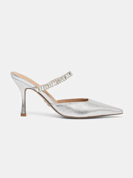 Шкіряні шльопанці Steve Madden Brecki-R на шпильці срібний