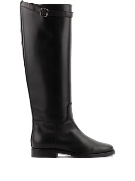 Botine Paul Warmer din piele cu cataramă cu bretele negru