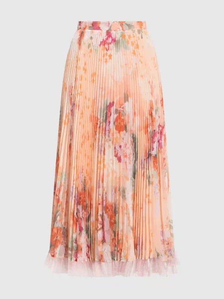 Спідниця з плісуванням в квітковий принт Twinset помаранчева