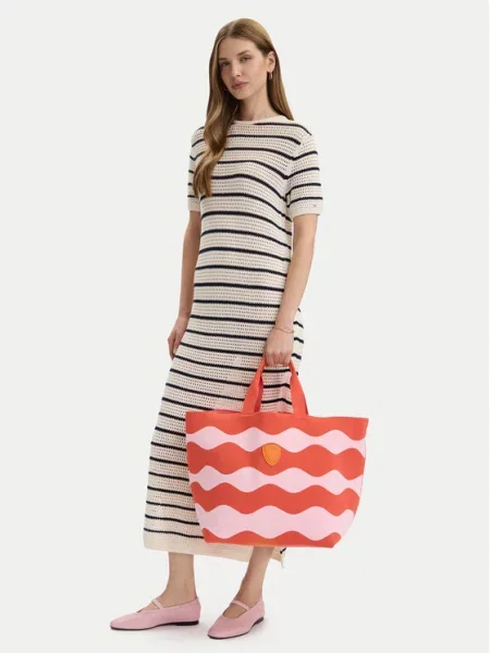 Blauer torebka shopper pomarańczowa