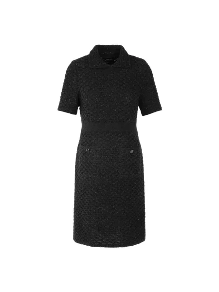 Marc Cain Dzianinowa Sukienka Z Cekinami schwarz czarna