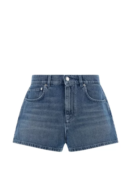 Pantaloni scurți din denim Moschino cu motiv cu inimi albastru