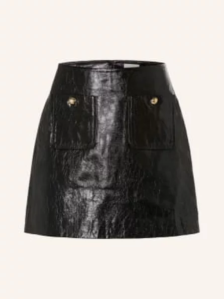 Claudie Pierlot Skórzana Spódnica schwarz czarna