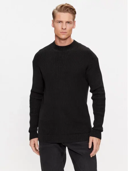 Golf sweter z golfem Calvin Klein czarny