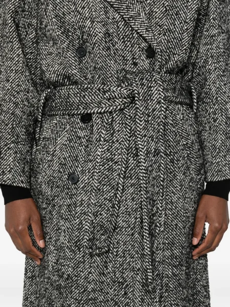 Palton Pinko cu model herringbone negru