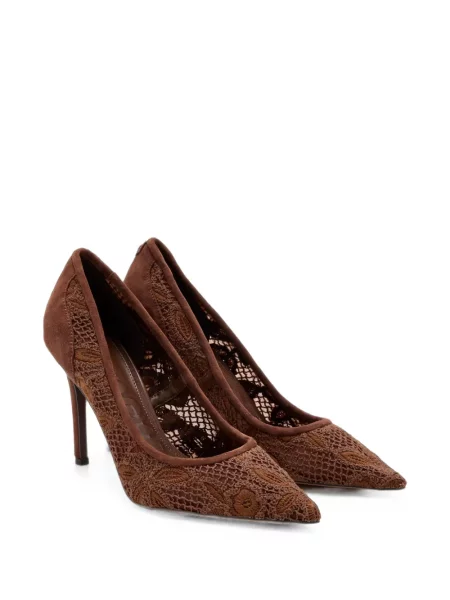 Pantofi cu toc Sam Edelman cu model floral plasă maro