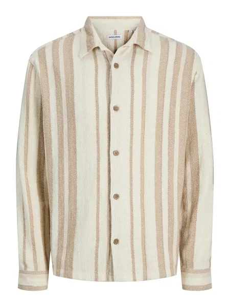 JACK & JONES Košile JJECharge béžová bílá