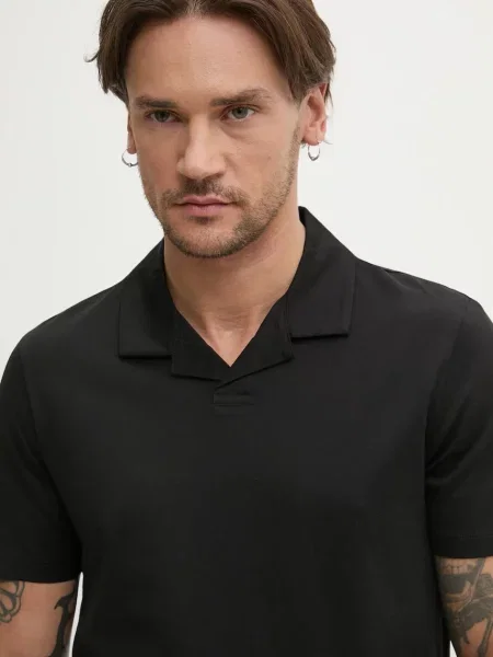 Bombažen polo HUGO črna