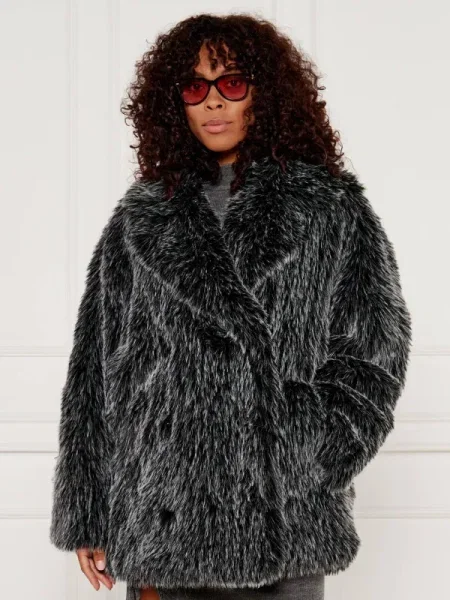 Blană palton de blană Michael Kors negru