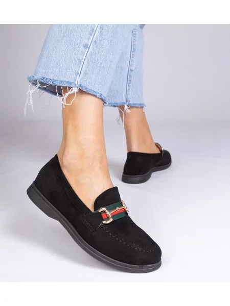 Pantofi loafer Marka Niezdefiniowana din piele de căprioară negru