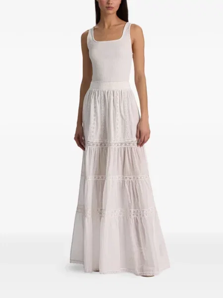 Fusta maxi Alice + Olivia din dantelă alb