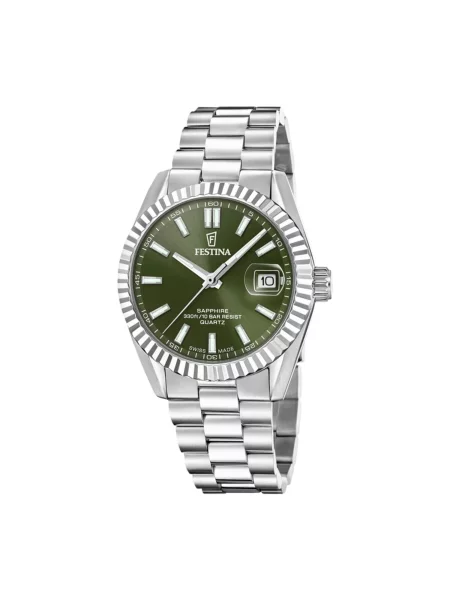 FESTINA Analogové hodinky Date watch Classic Steel Swiss Made' zelená