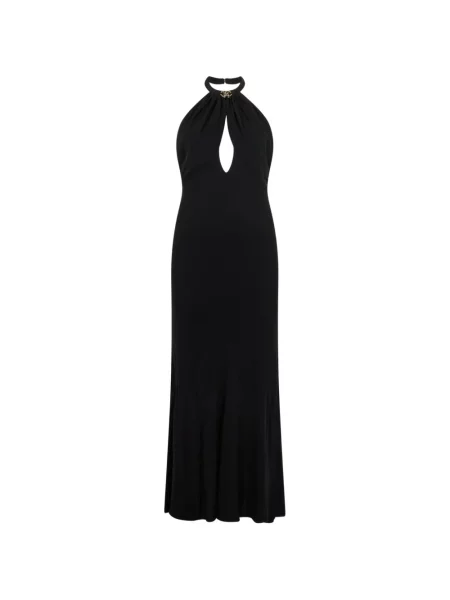 Rochie maxi Roberto Cavalli cu gât halter negru