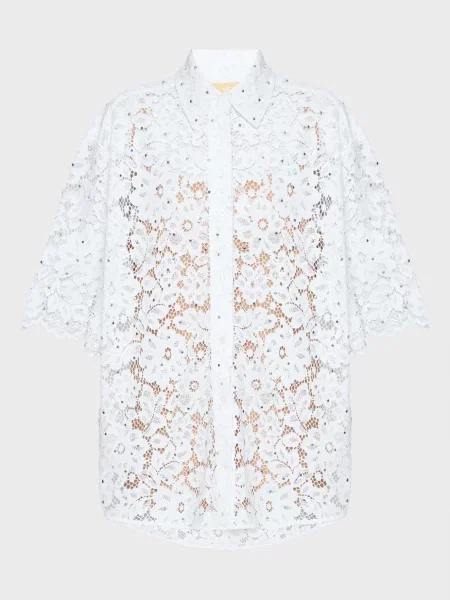 Мереживна блуза Michael Kors в квіточку з шипами біла