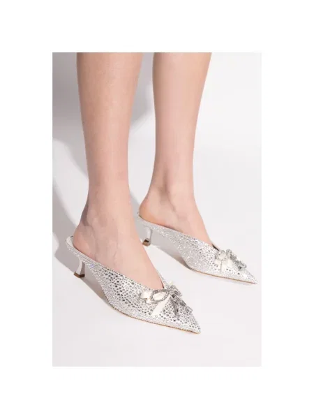Klapki mules Jimmy Choo skórzane szare