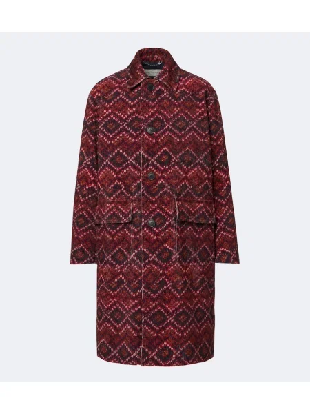 Palton Dries Van Noten de catifea cord cu imagine roșu