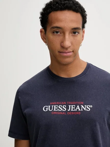 Футболка Guess Jeans з принтом синій