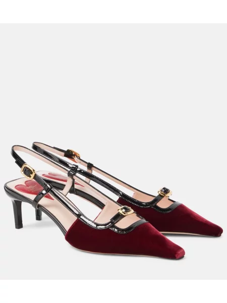 Pantofi cu toc Roger Vivier din piele slingback bordo