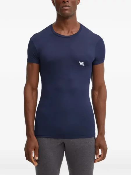 Cămașă Emporio Armani cu imagine albastru