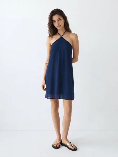 Sukienka krótka halter Teen S MANGO TEEN granatowy