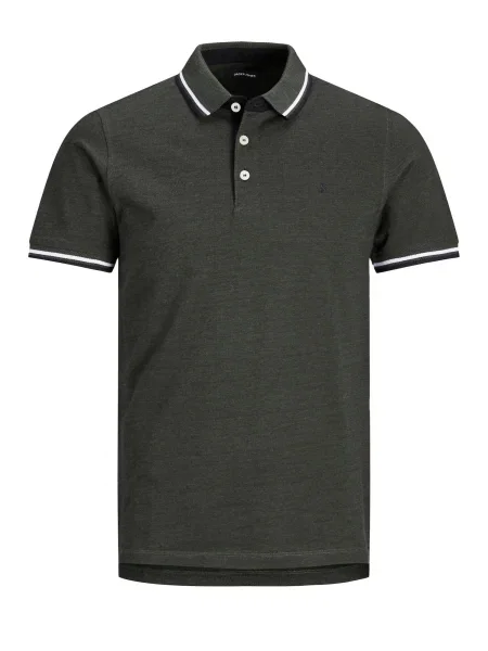 JACK & JONES Majica PAULOS temno modra / temno zelena / ognjeno rdeča bela