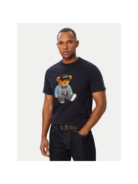 Guess Majica Mornarsko Regular Fit modra
