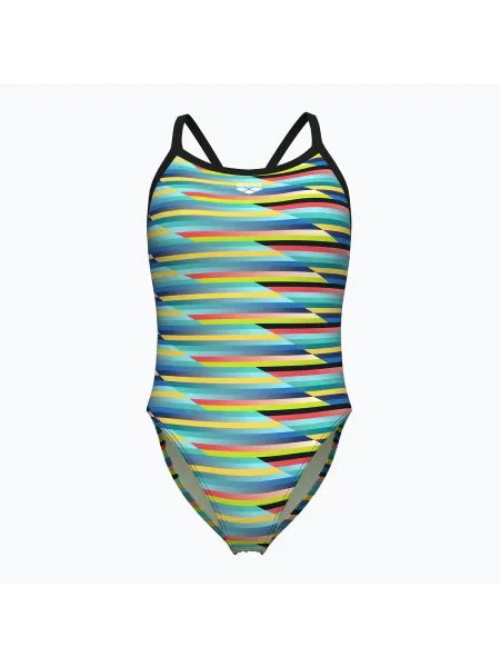 Női egyrészes fürdőruha arena Racing Stripe Xcriss Cross multi/fekete. Méret: 28 FR fekete