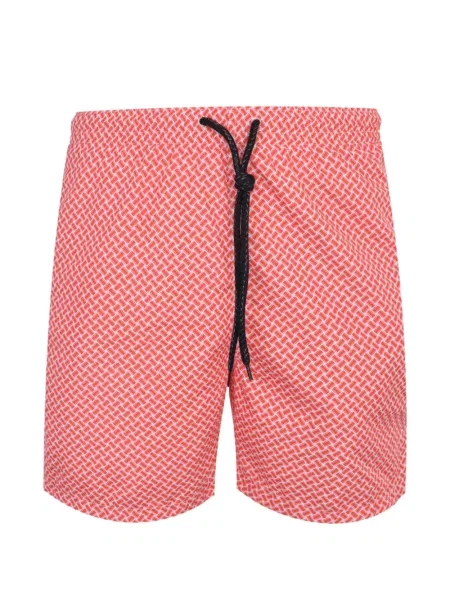 Pantaloni scurți Drumohr cu imagine cu imprimeu geometric cu cordon portocaliu